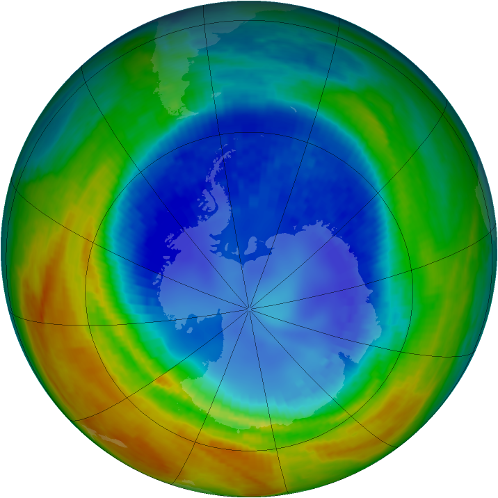 Antarctic ozone map for 27 August 2002